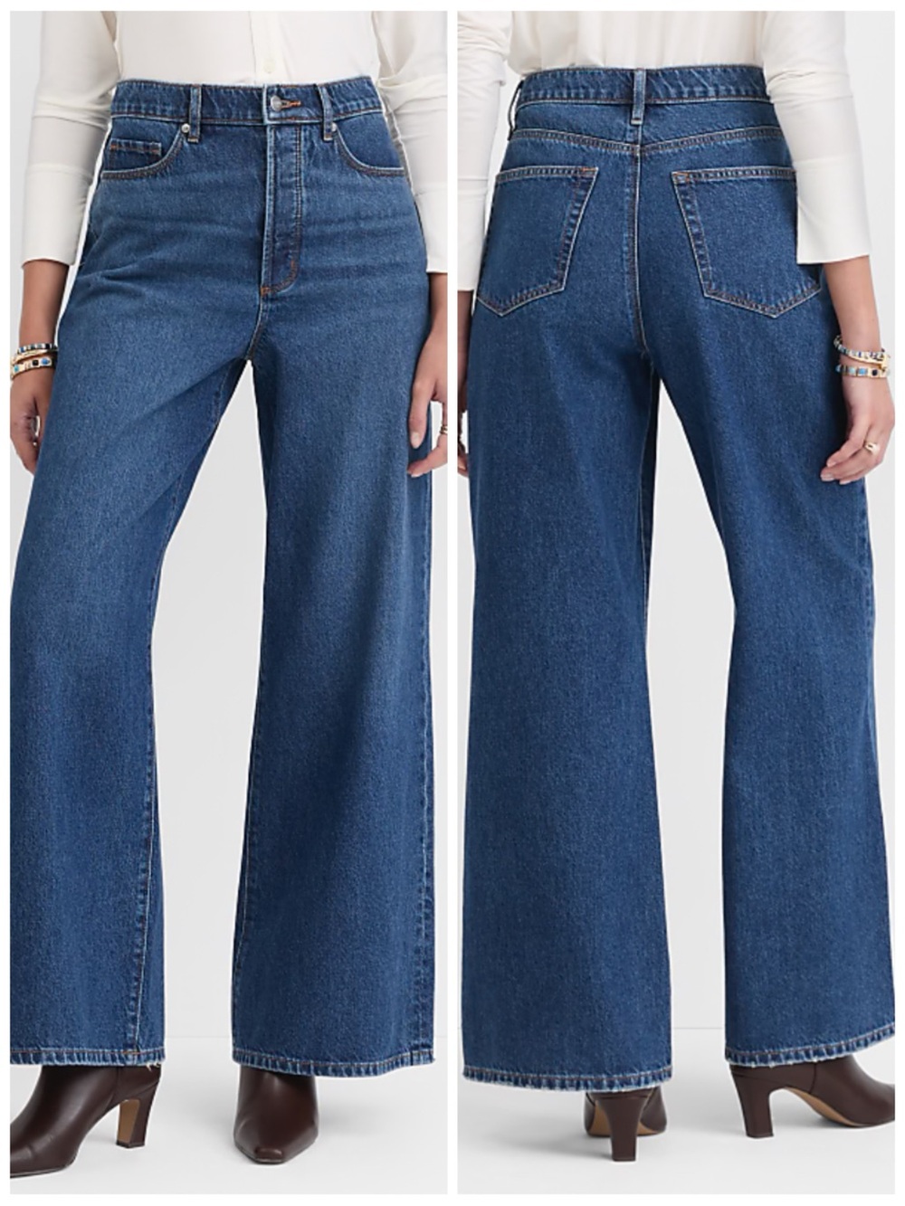LOFT Women’s Size 29P Petite Mid Wash High Rise Relaxed Wide Leg Jeans